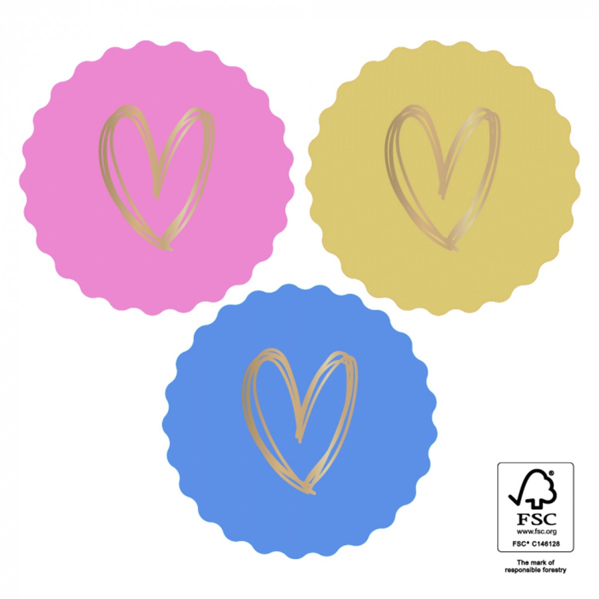 House Of Products - Stickers - Cadeauversiering - Sluitsticker- Hart Goud - Happy- 24 stuks - ø 55 mm