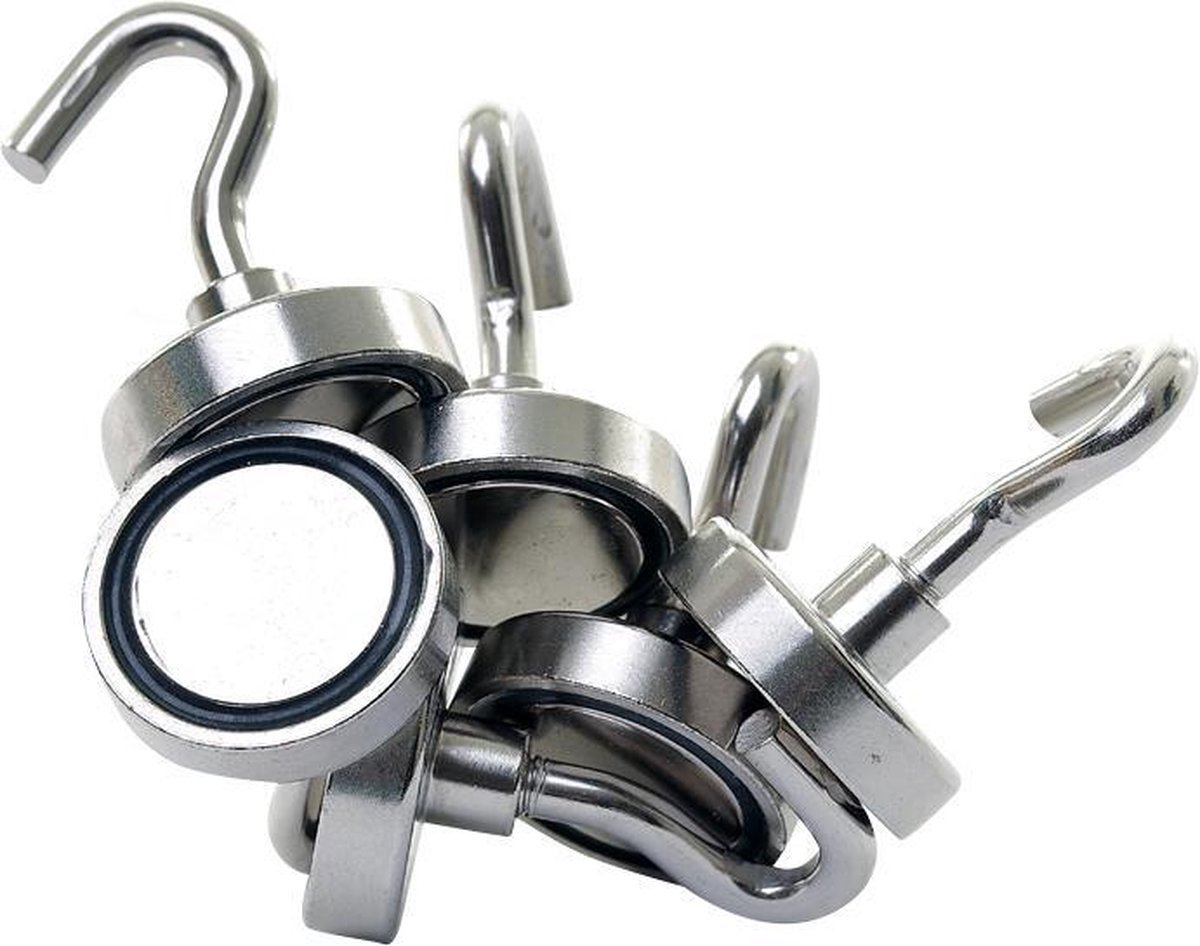 Magnetar Magneten met Haak - Ophangmagneet - 6 Stuks - 25kg Trekkracht - Multifunctioneel
