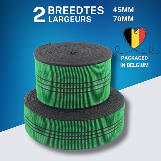 Meubelelastiek 70 mm - 6 Meter - Zwaar Elastisch Band voor Banken en Stoelen - Groen — afbeelding 2