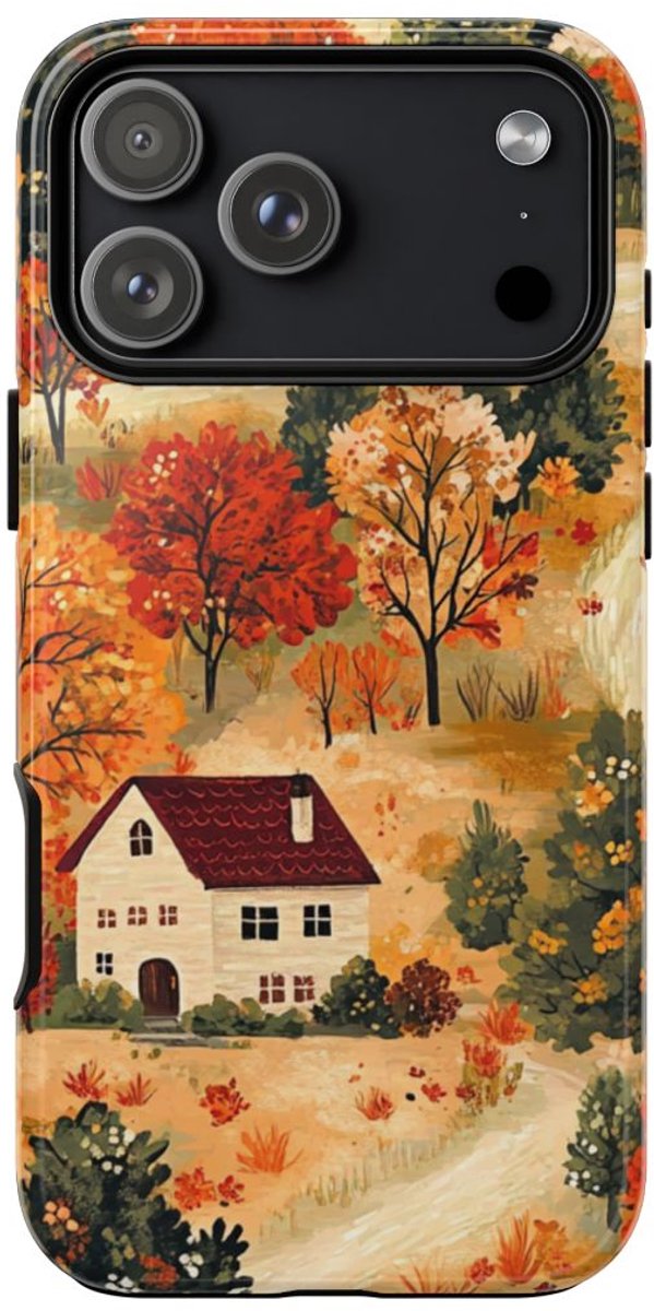 Herfstlandschap met Huizen – Telefoonhoesje Geschikt voor iPhone 17 Pro Max