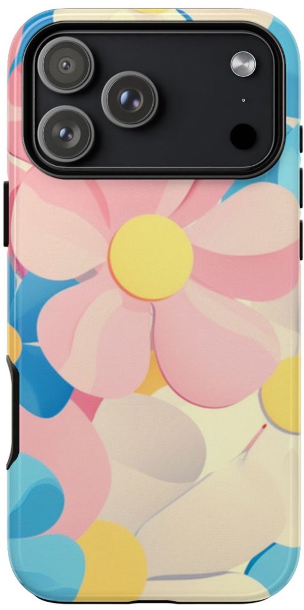 Vrolijk Pastel Bloemenpatroon – Telefoonhoesje Geschikt voor iPhone 17 Pro Max