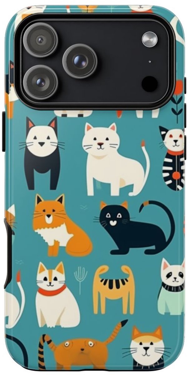 Vrolijk Kattenpatroon – Telefoonhoesje Geschikt voor iPhone 17 Pro Max