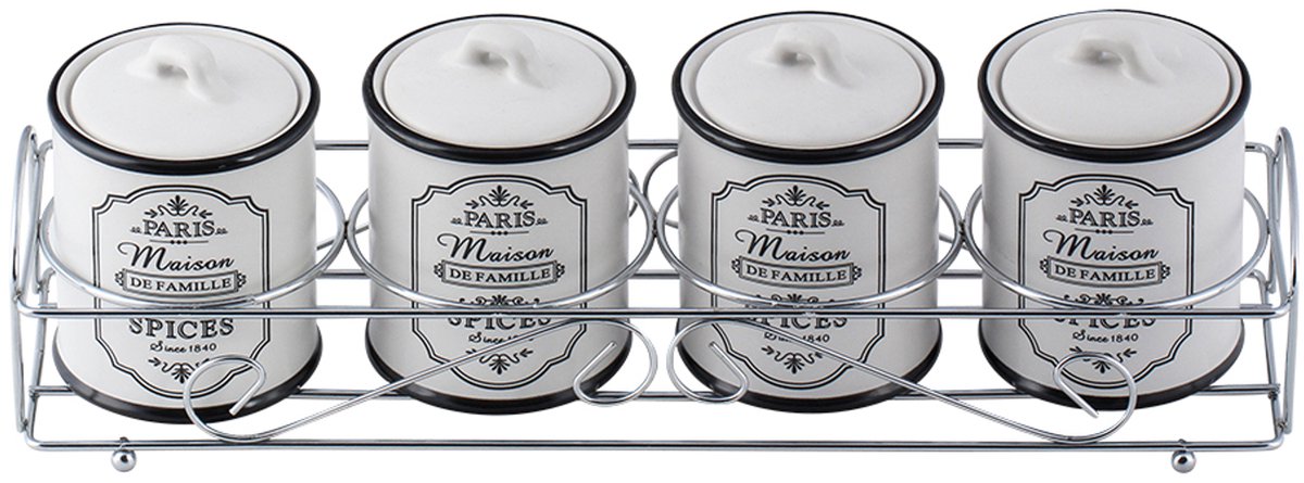 Maestro Paris - Vershouddoos set van 4 - keramische - kruidenpotjes - 200ml