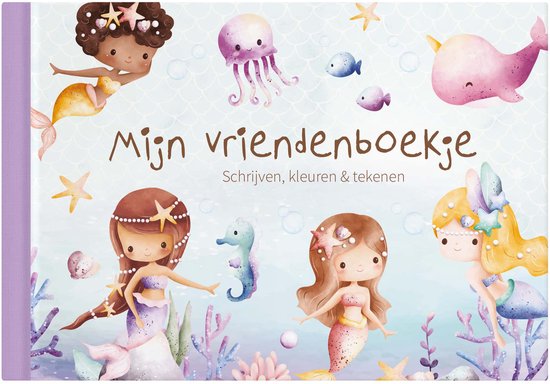 Vriendenboekje zeemeermin - vriendenboekje meisje - kleuters - vriendenboek - kleuren en tekenen - Writemoments