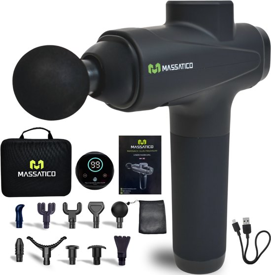 Massatico Massage Gun Professioneel Met Koffer Zwart