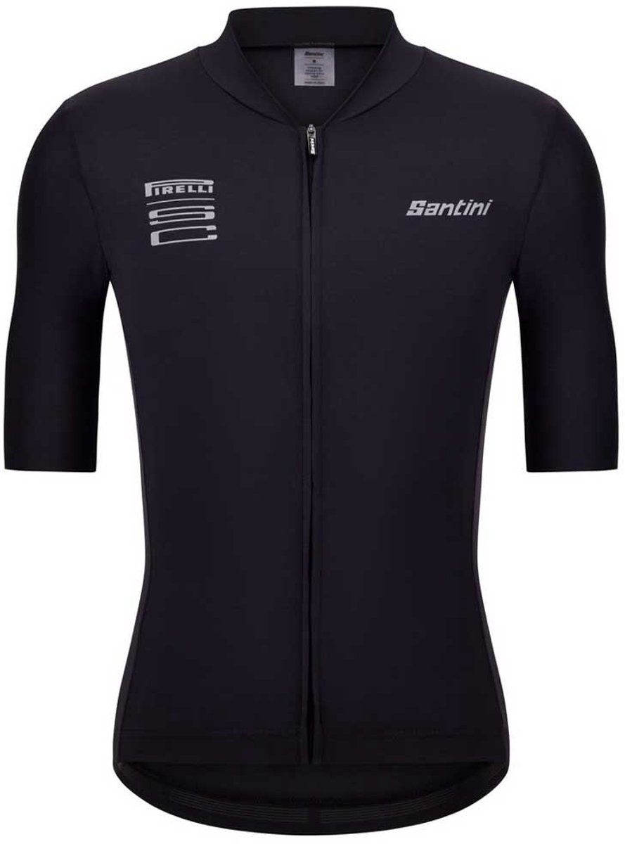 Santini Pirelli Wheel Korte Mouw Wielertrui Zwart 2XL