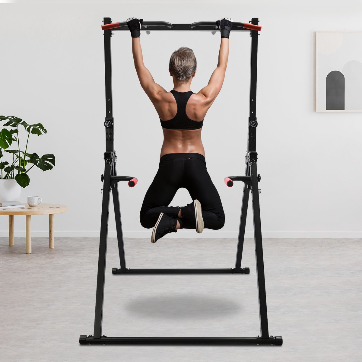 Driehoekige Pull Up Station Power Tower Gymnastiek Oefenbalk Pull Up Rack 200kg Laadcapaciteit thumbnail 4