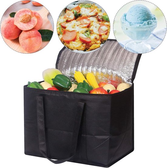 Geïsoleerde Koeltas - Koeltas - Opvouwbare koeltas - Met bodempaneel - Stevig Polyester Materiaal - Lunchtas - Picknicktas - Koeltas Lunch - Koeltassen - Geïsoleerde tas voor kamperen, picknicken, winkelen, auto, barbecue - 41*33*26cm - Zwart van Bo-Camp — afbeelding 4