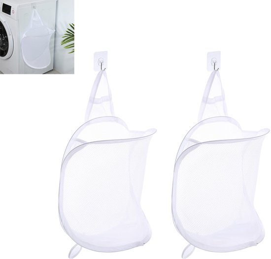 Wandgemonteerde Wasmand Opvouwbare Wasmand Aan De Wand – Ruimtebesparend, Voor Badkamer Of Slaapkamer, Met Plakstrip Opvouwbare Opbergmand