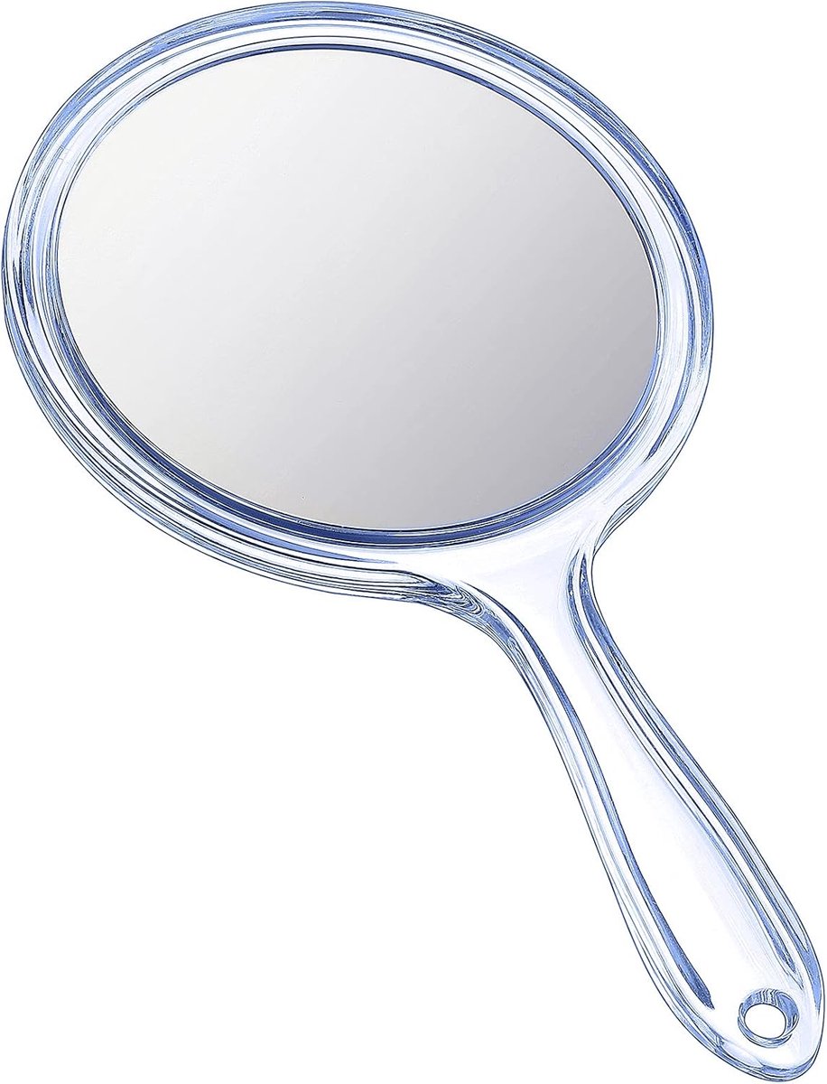 TuseRxln Spiegel - Handspiegel Met Handvat - Groot Ontwerp Voor Make-Up En Scheren - 1 Stuk - Thuis En Onderweg - Blauw