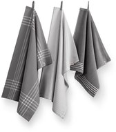 Walra Ensemble de Cuisine Kitchen Set Supérieur Anthracite / Wit - 2x 50x70 + 1x 50x50 cm - 100% Katoen