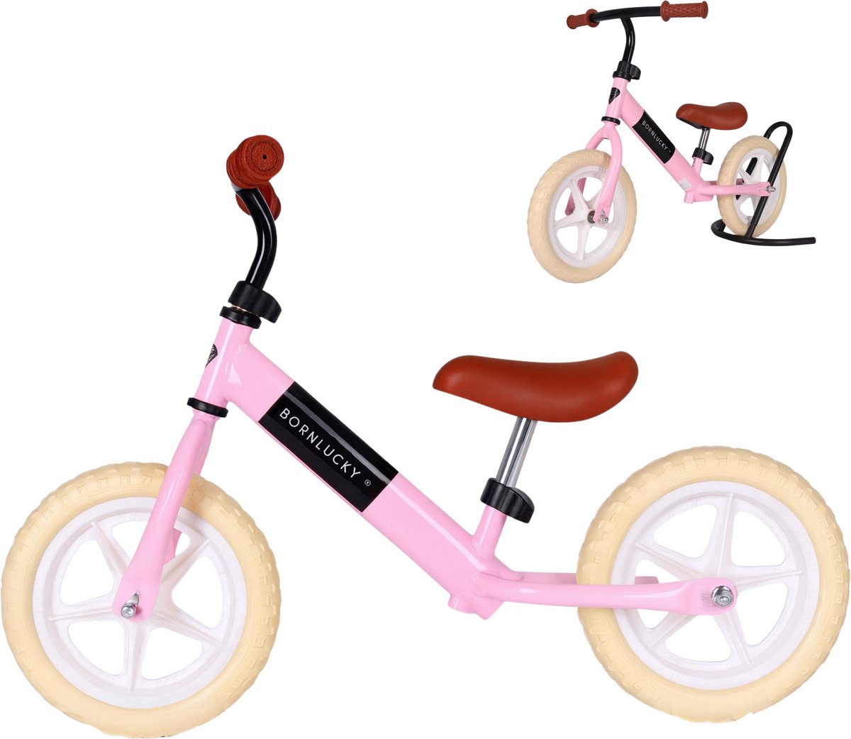 Born Lucky Loopfiets / Balance Bike Verstelbaar Stuur & Zadel - Pink