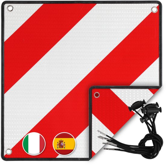 Reflecterend Markeringsbord Italië Spanje - Flexibel Oprolbaar Aluminium Bord 50x50 cm - Voor Veilig Vervoer op Reis​ — afbeelding 3