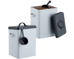 Doodadeals® - Voercontainers met Deksel en Lepel – Stevige Voeropslag voor Honden- en Kattenvoer