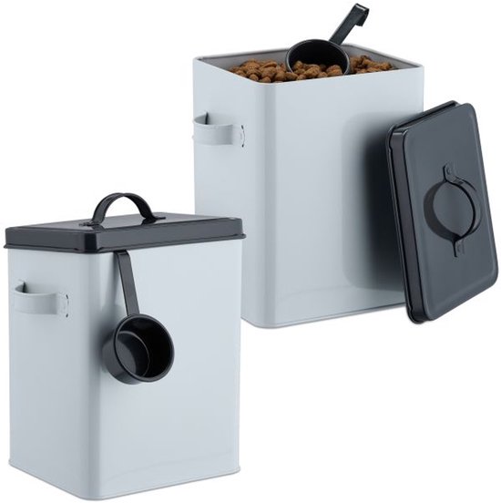 Doodadeals® - Voercontainers met Deksel en Lepel – Stevige Voeropslag voor Honden- en Kattenvoer