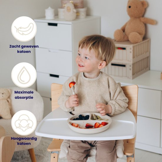 Funnies Slab met Mouwen 3-Pack Aardetinten - Set van 3 Zachte Slabbetjes voor Baby’s - 100% Katoenen Badstof - Makkelijk Wasbaar in de Wasmachine - Slabbetjes, Kwijlslab, Eet- en Speelslab - Ideaal voor Eten, Knutselen en Spelen van Funnies. — afbeelding 5