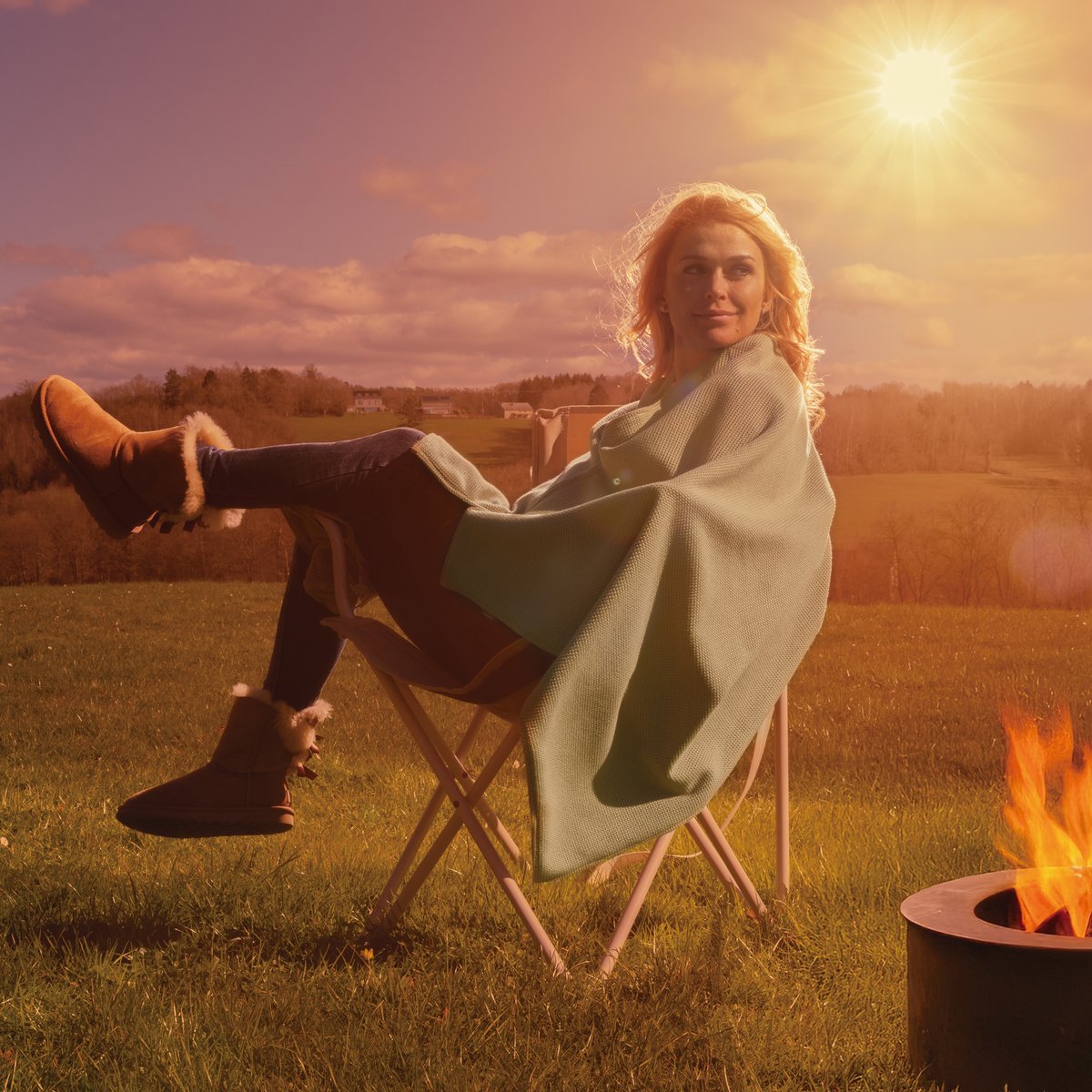 Lanaform - Heat Wrap - Draadloze Verwarmde Poncho - Verwarmingsdeken Nomade - Warmte Nek Buiten - Draagbare Batterij 5000mAh - Ultra Zachte Fleece - Winter Thuis Wandeling Comfort – foto 8