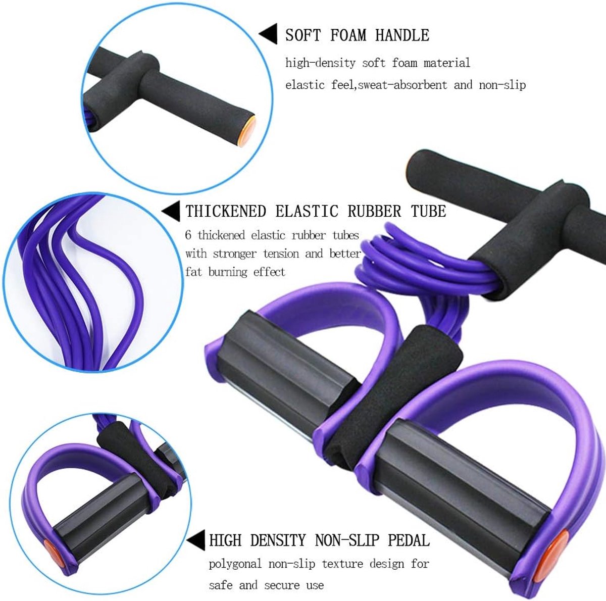 Elastische banden voor oefeningen, weerstandsband figuur 8 met ergonomische handgrepen, voor