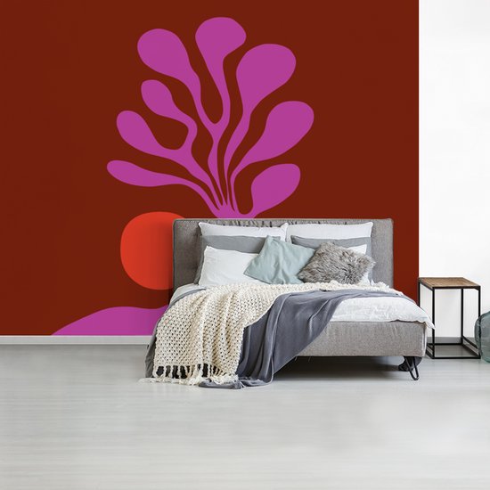 Behang - Fotobehang Boom - Paars - Cirkel - Vloeiend - Breedte 375 cm x hoogte 300 cm