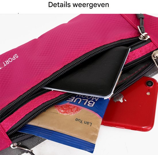 Waterdichte loop-heuptas verstelbare elastiek wandelen fitness zwart Eén maat Waterdichte loop-heuptas verstelbare elastiek wandelen fitness zwart Eén maat