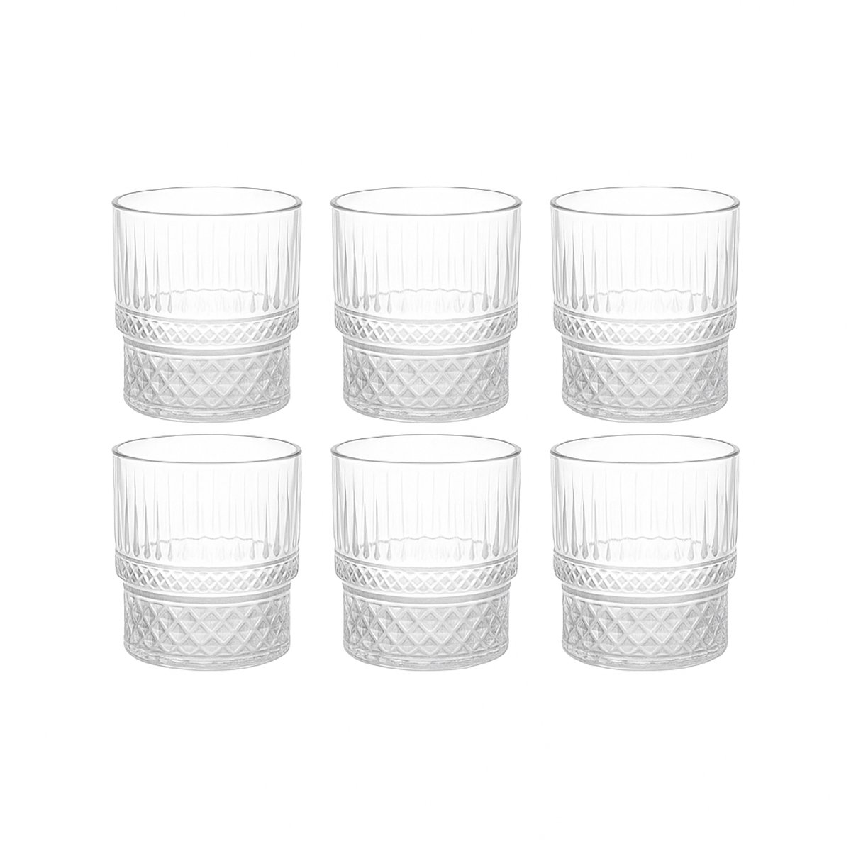 Korte Geribbelde Drinkglas - 213ml - Set van 6 - Cocktailglazen - IJskoffieglazen - Drinkglazen
