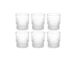 Korte Geribbelde Drinkglas - 213ml - Set van 6 - Cocktailglazen - IJskoffieglazen - Drinkglazen