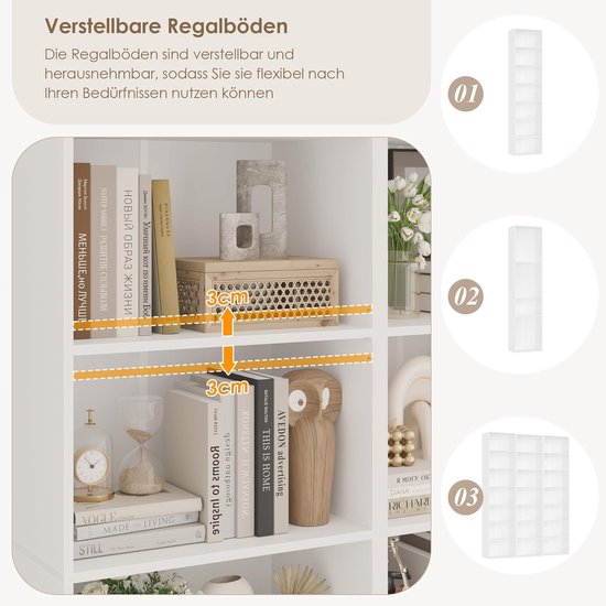 FirFurd Boekenkast 6 lagen slanke boekenplank vrijstaande houten boekenplank met verstelbare planken kubus opslag rekken unit voor woonkamer thuiskantoor zwart 48 x 30 x 190,5 cm