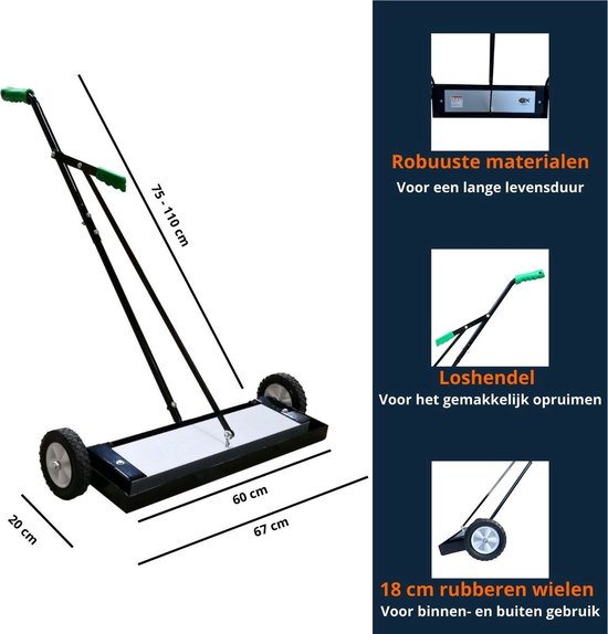 Magnetar Pro Magneetbezem - Magnetische veegmachine - Metalen opvegen - Neodymium magneet - Binnen en Buiten van Magnetar — afbeelding 3