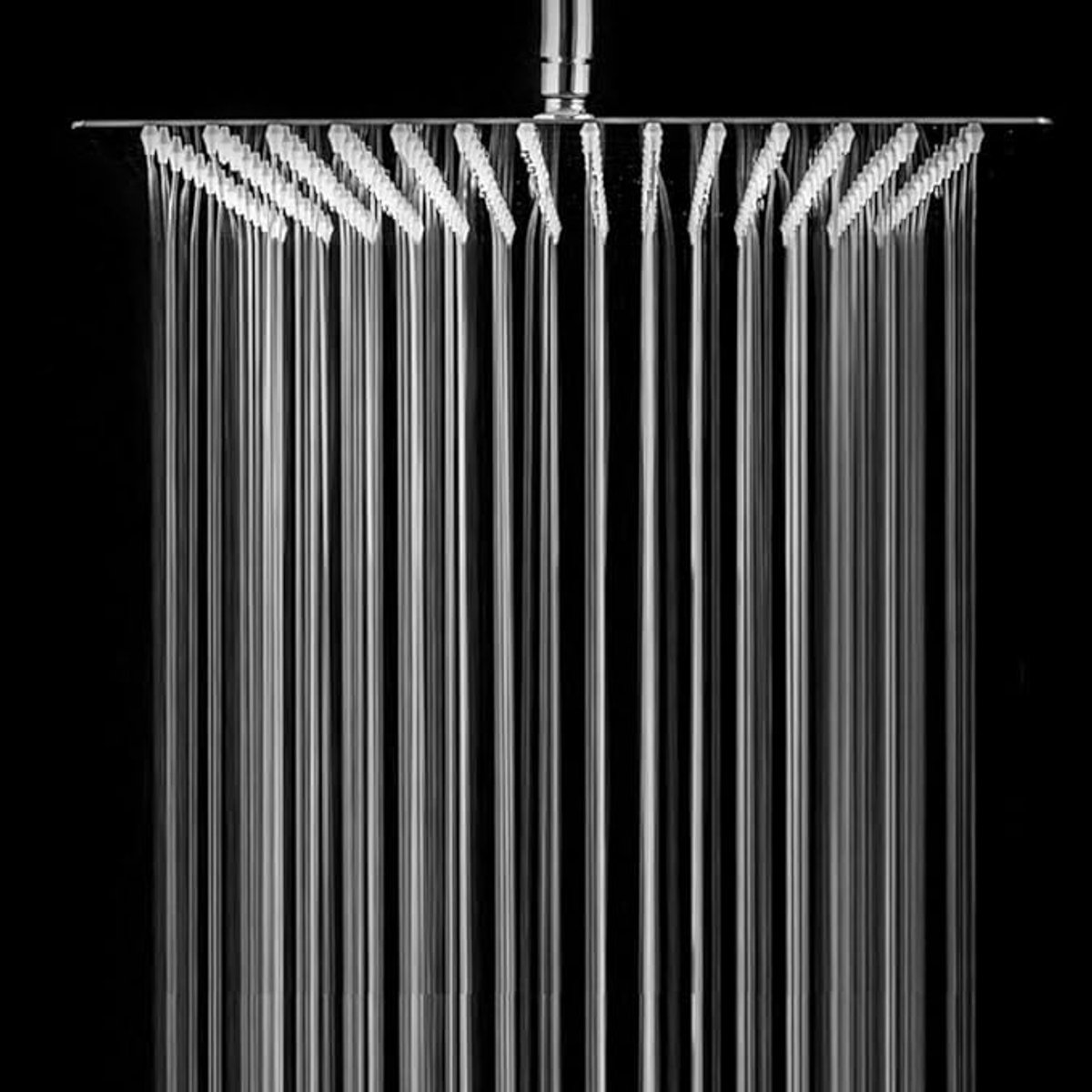Zeer dunne douchekop met LED (16 inch), vierkante regendouchekop, gechromeerd, siliconen spuitmond, eenvoudig schoon te maken, vaste douchekraan