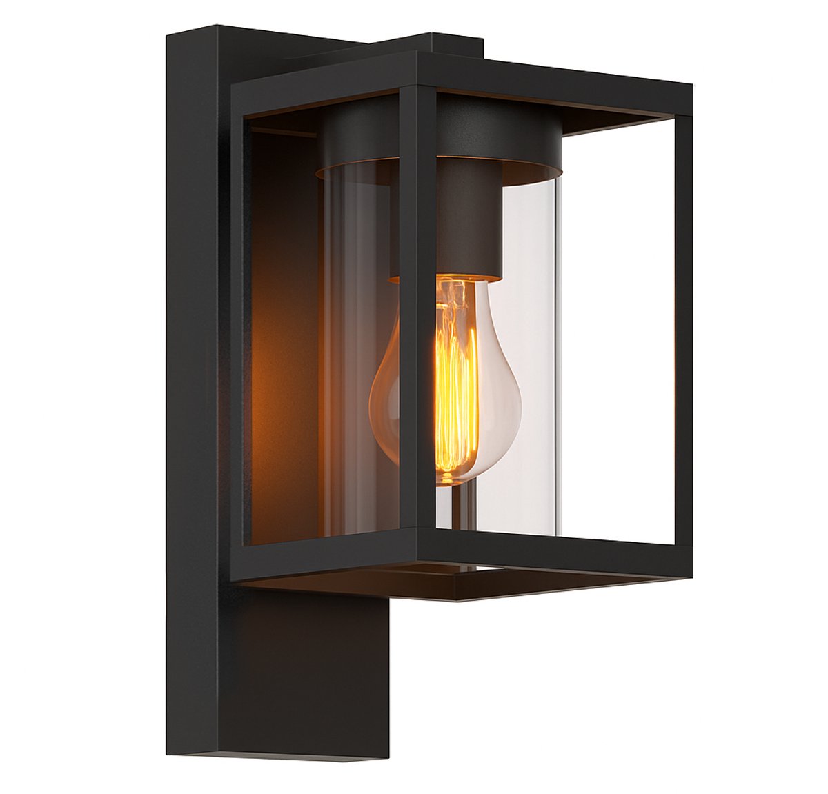 Luminize buitenlamp met schemersensor - wandlamp met dag en nacht sensor - 19x13x27cm - E27 - zwart