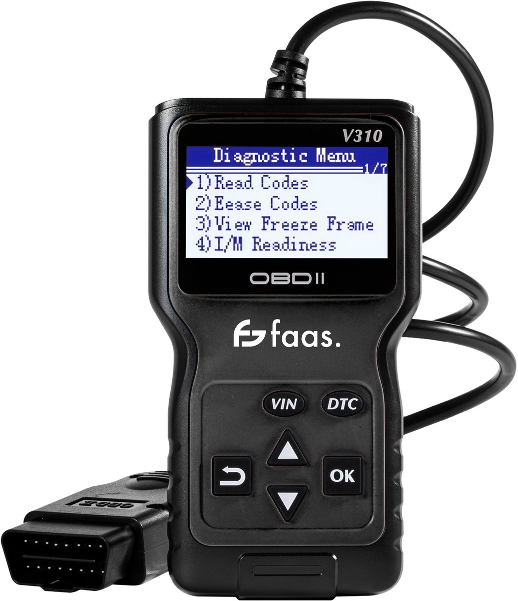 OBD2 Scanner - EOBD + CAN - Diagnosecomputer - Voor Uitlezen & Storingen - Auto Uitlezen - Zwart - Faas