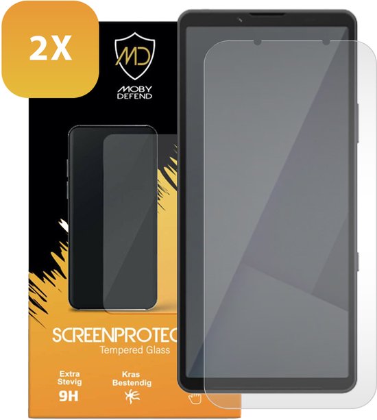 Lot de 2 Protecteurs d'écran Sony Xperia 10 VII - Économiseurs d'écran MobyDefend compatibles avec les coques - Glas trempé - Plaques de verre. Convient pour : Sony Xperia 10 VII