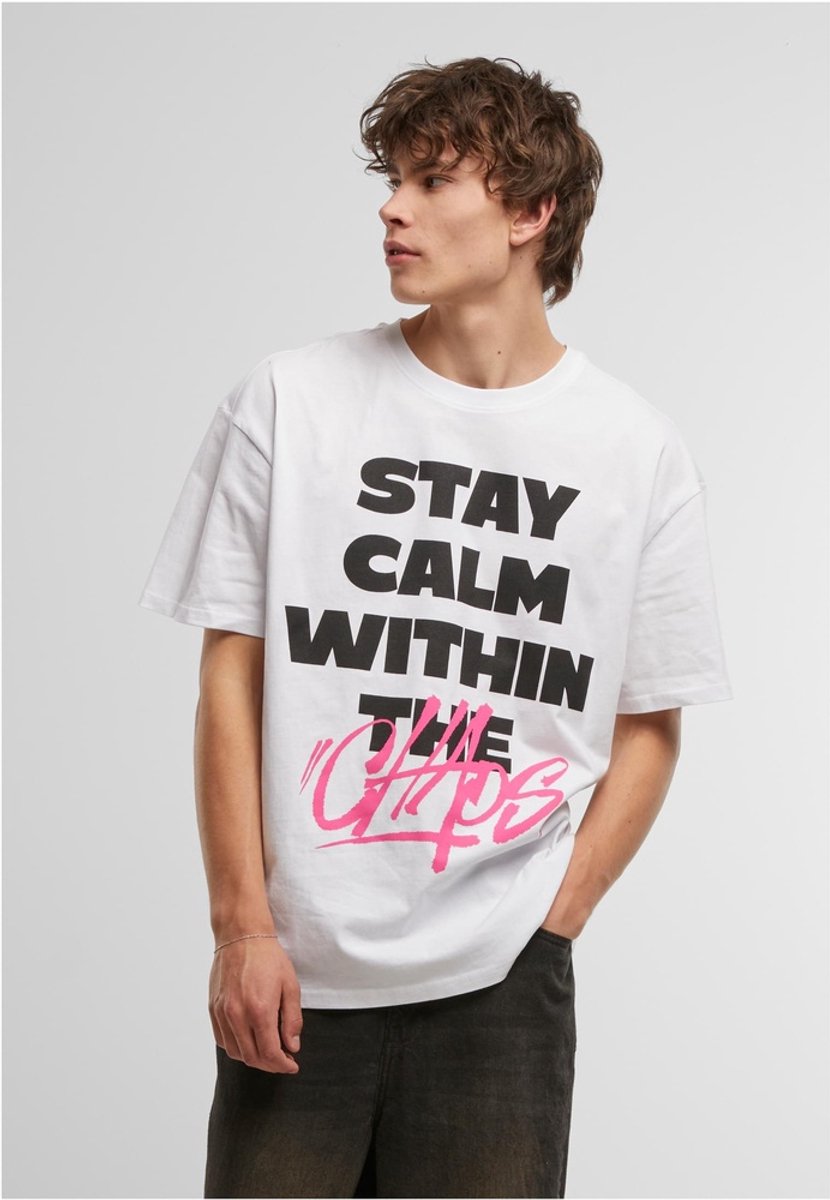 Mister Tee Stay Calm In Chaos Oversize Heren Tshirt XS Wit