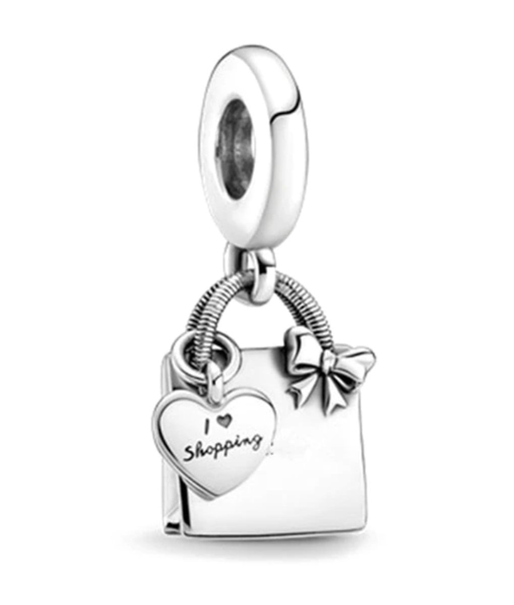 Fler® | 925 Sterling Zilver Bedel | Handtas | Kristal | Past op populaire bedel armbanden (standaard - 3mm) | armbandbedel | Love Shopping | Hou van shoppen | Valentijnsdag cadeau | Sinterklaas kado | Kerstcadeau Bedels Charms Beads