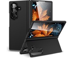 Hoesje Geschikt voor Samsung Galaxy Z Fold 7 - Back Cover Hoesje - Polycarbonaat - Krasbestendig - Met inklapbare standaard - Zwart
