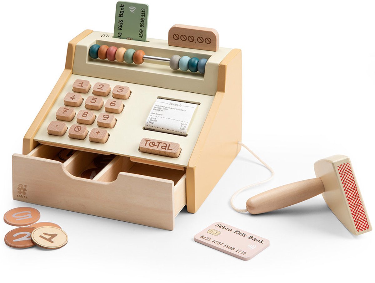 Sebra kassa met geld en scanner