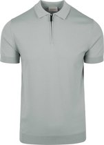 Polo tricoté demi Zip gris poudré - Taille XXL - Homme - Polo homme à manches courtes