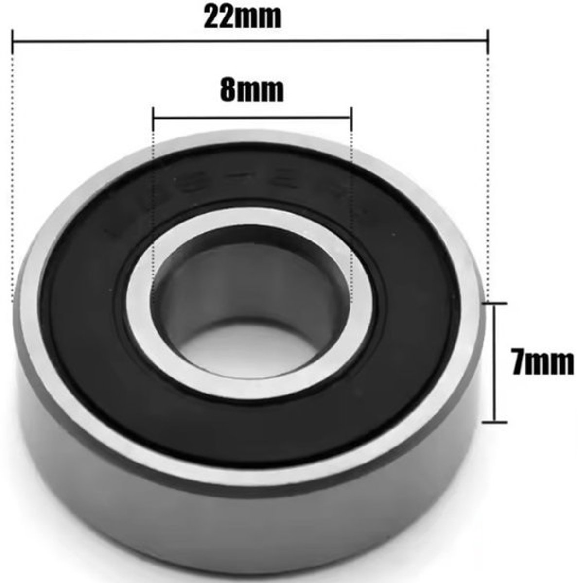 1 stuks 608RS kogellager voor skates skateboards fidget spinners rollators etc. ABEC-7 608RS 8x22x7mm Zwart