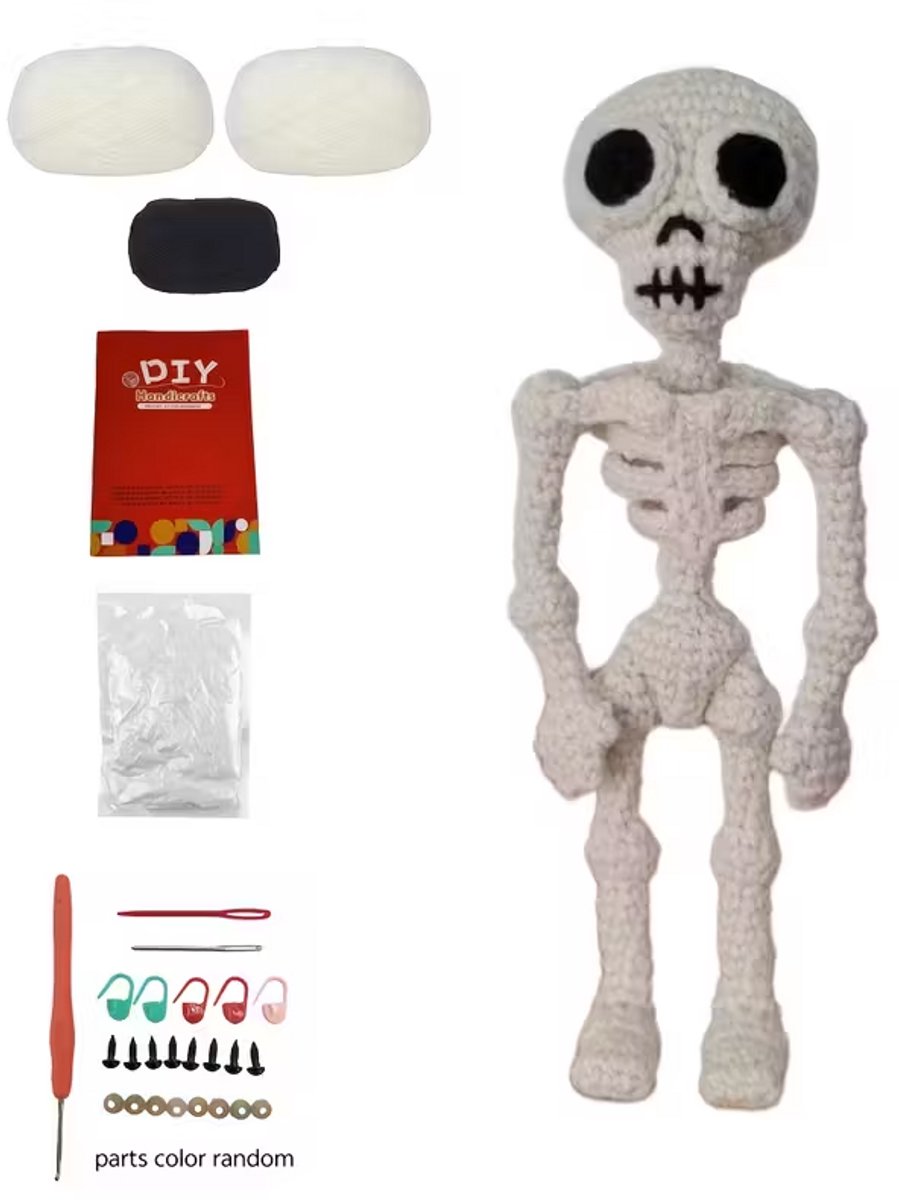 Haakpakket “Skelet” – DIY Halloween Decor | Beginnersvriendelijk | 30cm | Creatief Cadeau