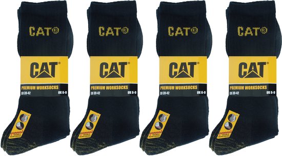 Caterpillar Comfort Socks 6 paar supercomfortabele sokken, uitstekende kwaliteit katoen, binnenzool, teen en hiel in spons (zwart, 39-42