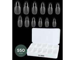 Pointes ongles en gel souple YUBBI, couleur amande Medium , couverture complète, pour vernis gel et Acryl , autocollants, 11 tailles, 550 pièces