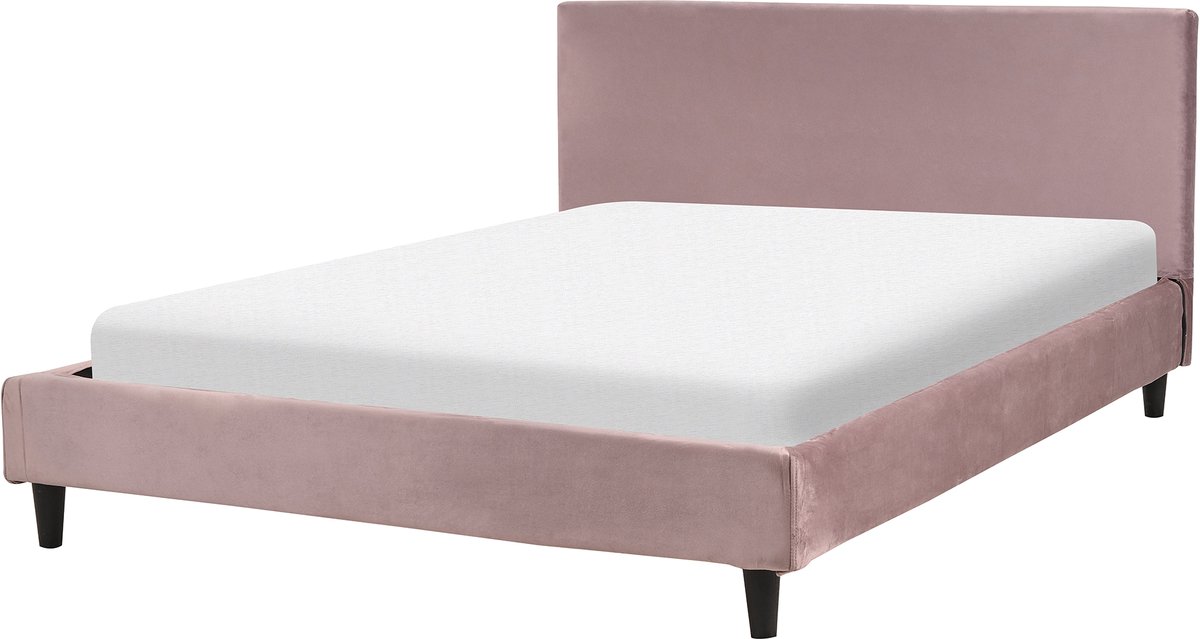 Beliani FITOU - Tweepersoonsbed - Roze - 140 x 200 cm - Fluweel