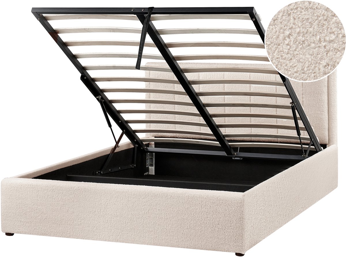 BELIANI MONTLAUR - Bed met opbergruimte - Beige - 140 x 200 cm - Bouclé