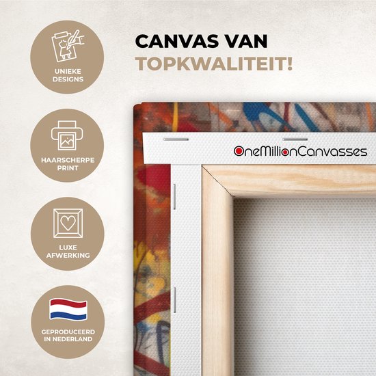 Peinture sur toile 60x80 cm - Décoration murale Graffiti - Garçon - Couleurs - Street Art - Décoration murale murale salon - Décoration chambre - Accessoires de chambre - Peintures