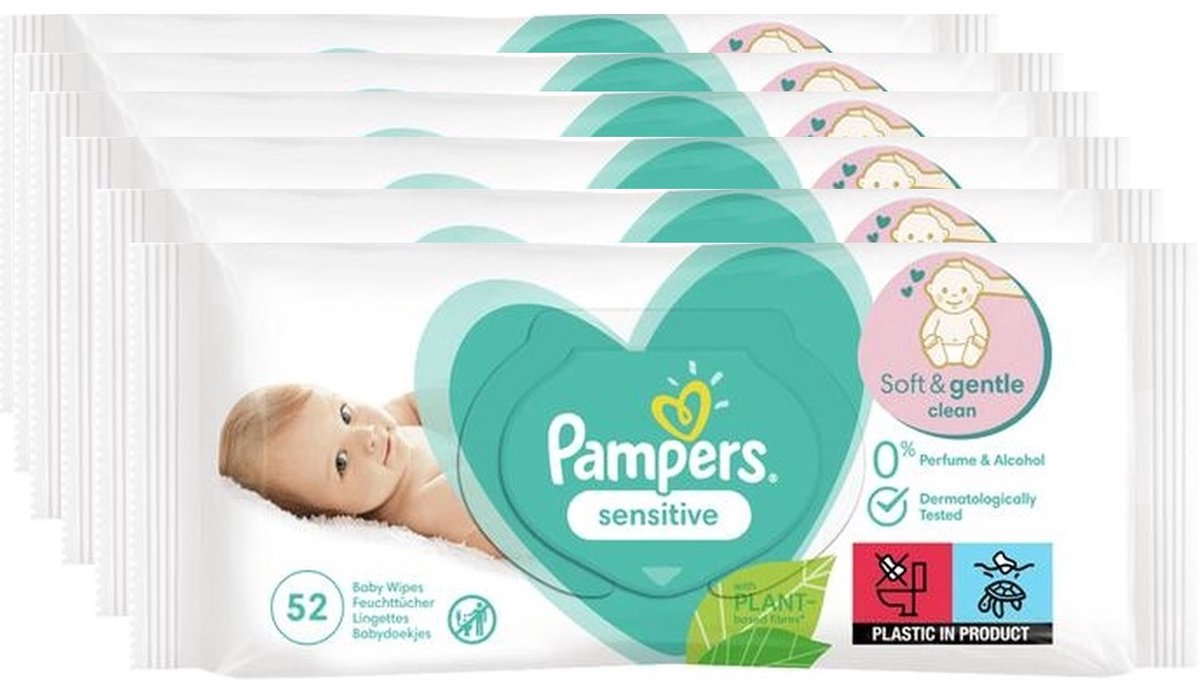 Pampers - Sensitive - Billendoekjes - 312 doekjes - 6 x 52
