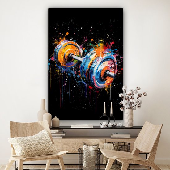 Peinture sur toile 120x180 cm - Décoration murale Graffiti - Sport - Fitness - Dumbbell - Gym - Décoration murale murale salon - Décoration chambre - Accessoires de chambre - Peintures
