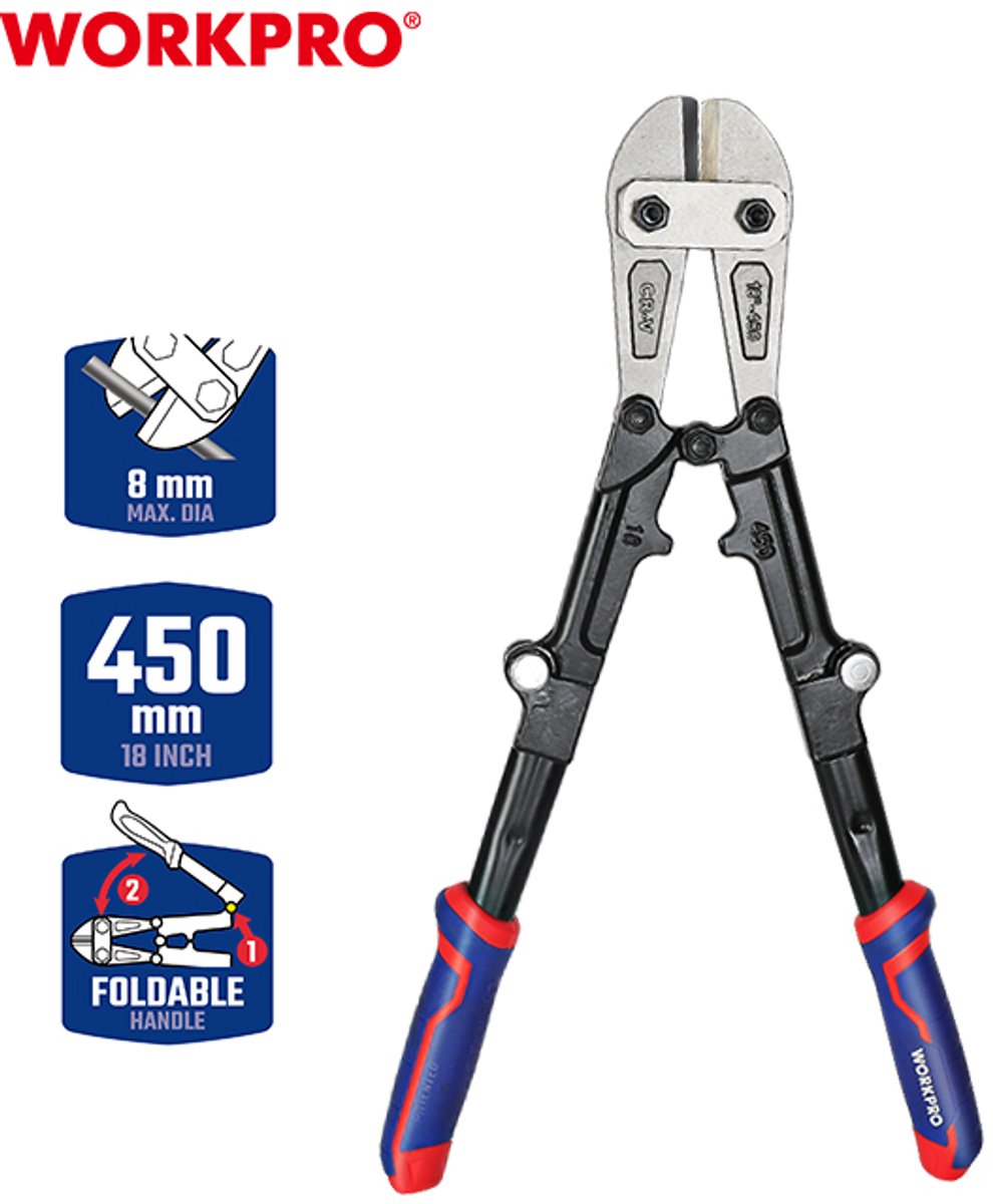 WORKPRO WP216010 Opvouwbare Betonschaar 450 mm – Met Dubbel Hefboomsysteem – Professioneel