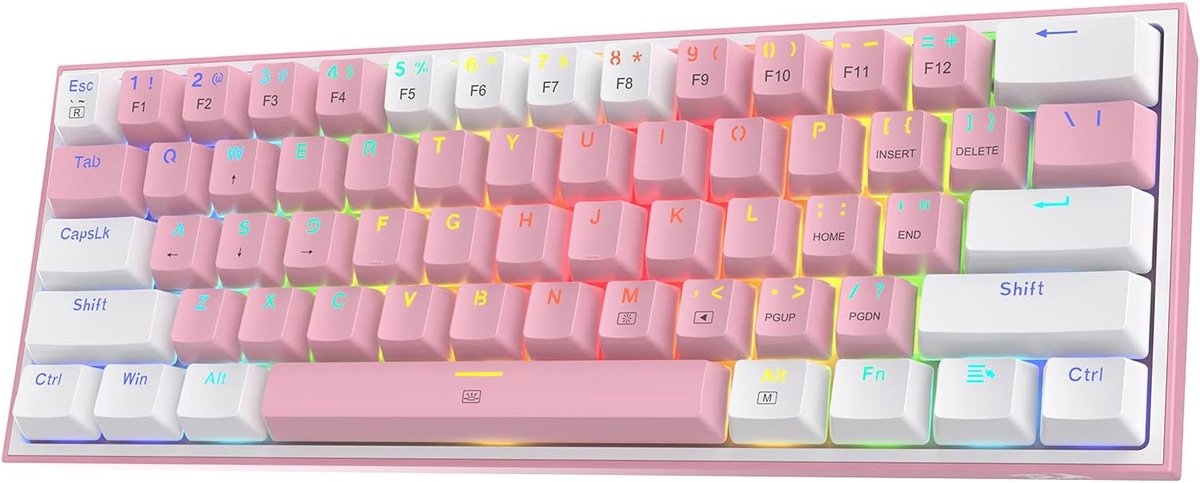 Compact mechanisch RGB-gamingtoetsenbord met 61 toetsen