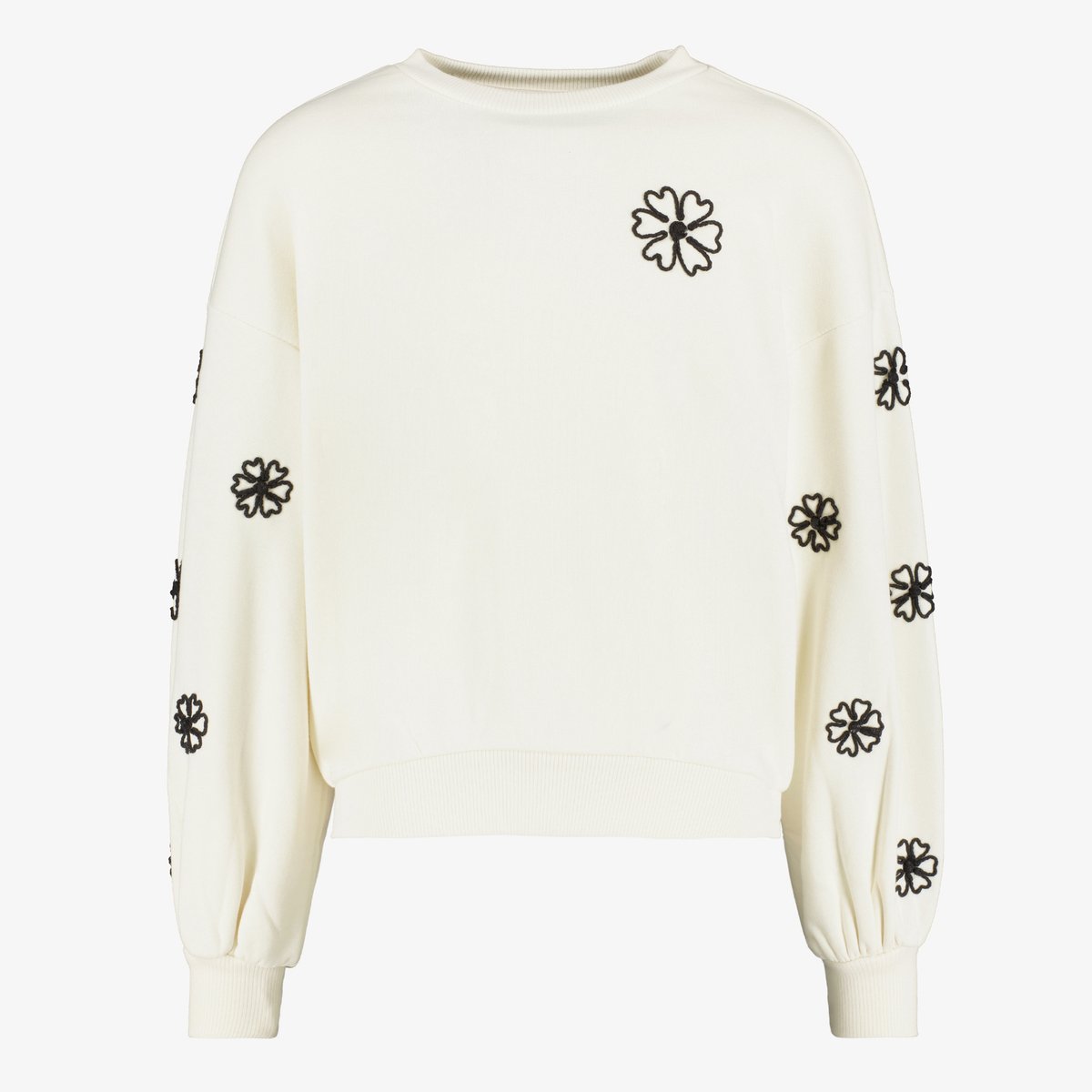MyWay meisjes sweater met borduursels wit zwart - Maat 170/176