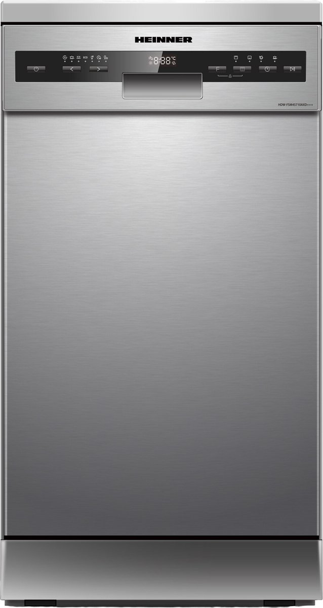 Heinner HDW-FSM45710AXD+++ Slim Vaatwasser 45 cm - Vrijstaand - 10 Couverts - 49 dB Stil - 7 Wasprogramma’s - Extra Droog & Dual Zone - AquaStop - RVS - 5 Jaar Garantie — afbeelding 1